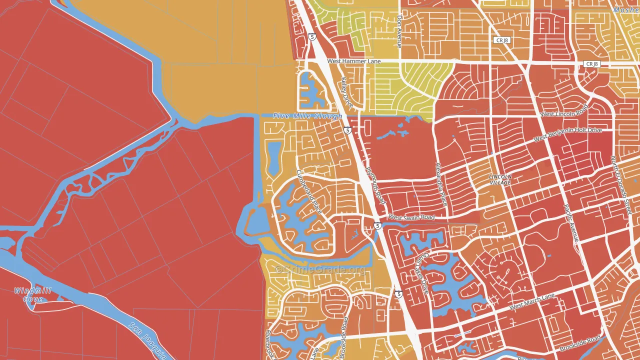 Lincoln Village West, Stockton, CA Map of Assault Rates