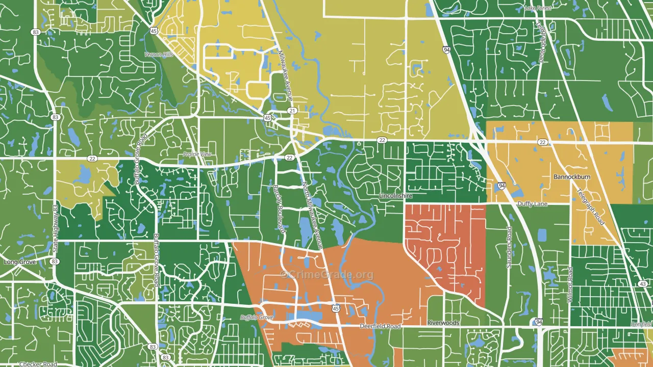 Lincolnshire, IL Map of Assault Rates