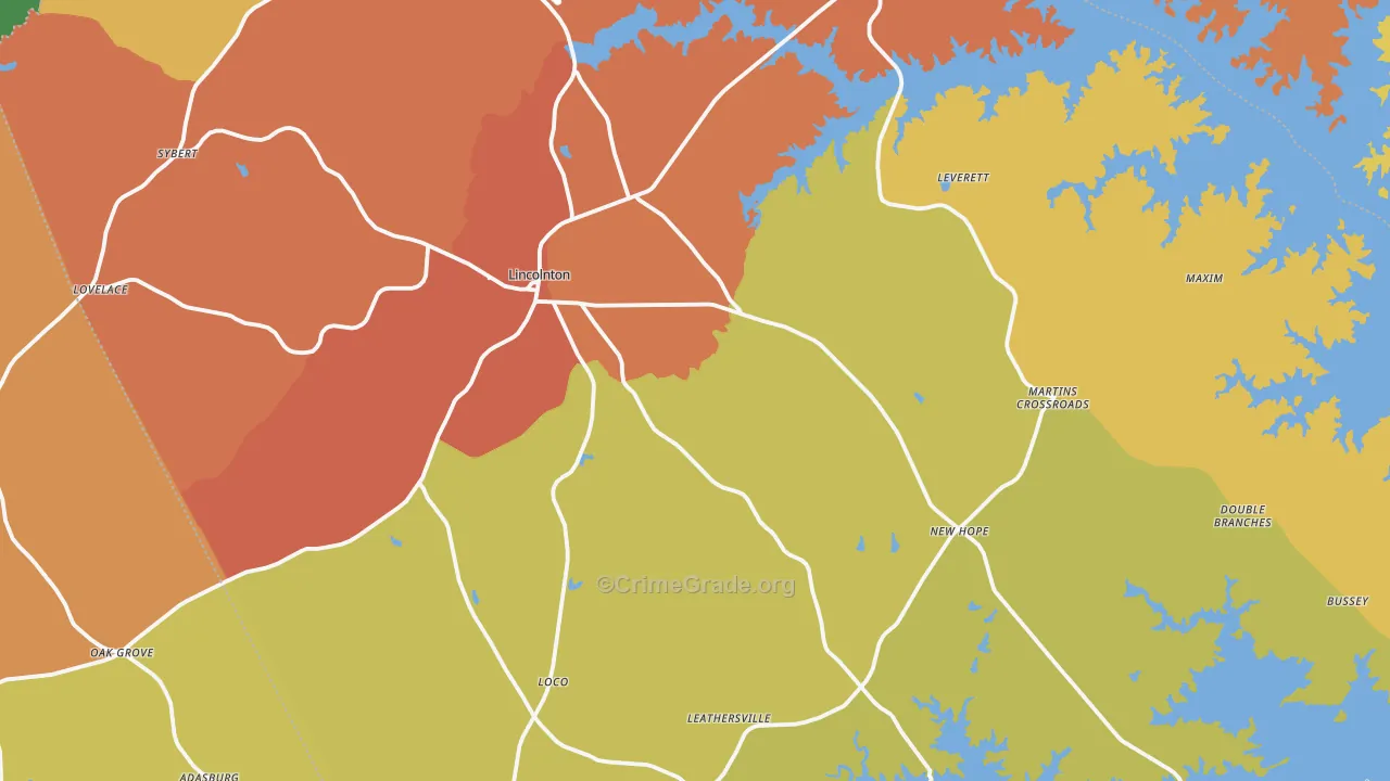 Lincolnton, GA Map of Assault Rates