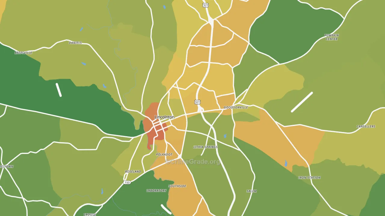 Lincolnton, NC Map of Assault Rates