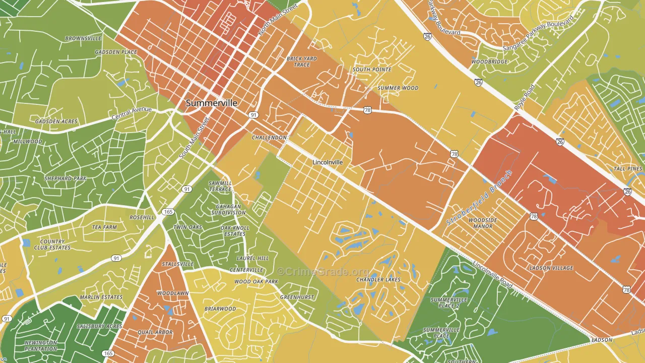 Lincolnville, SC Map of Assault Rates