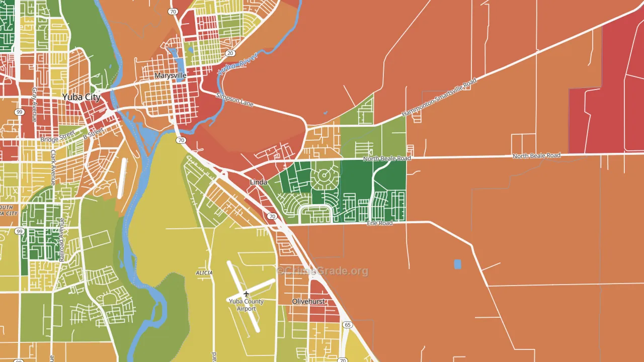 Linda, CA Map of Assault Rates