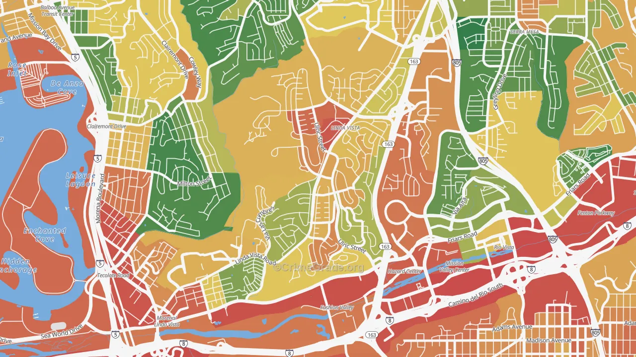 Linda Vista, San Diego, CA Map of Assault Rates