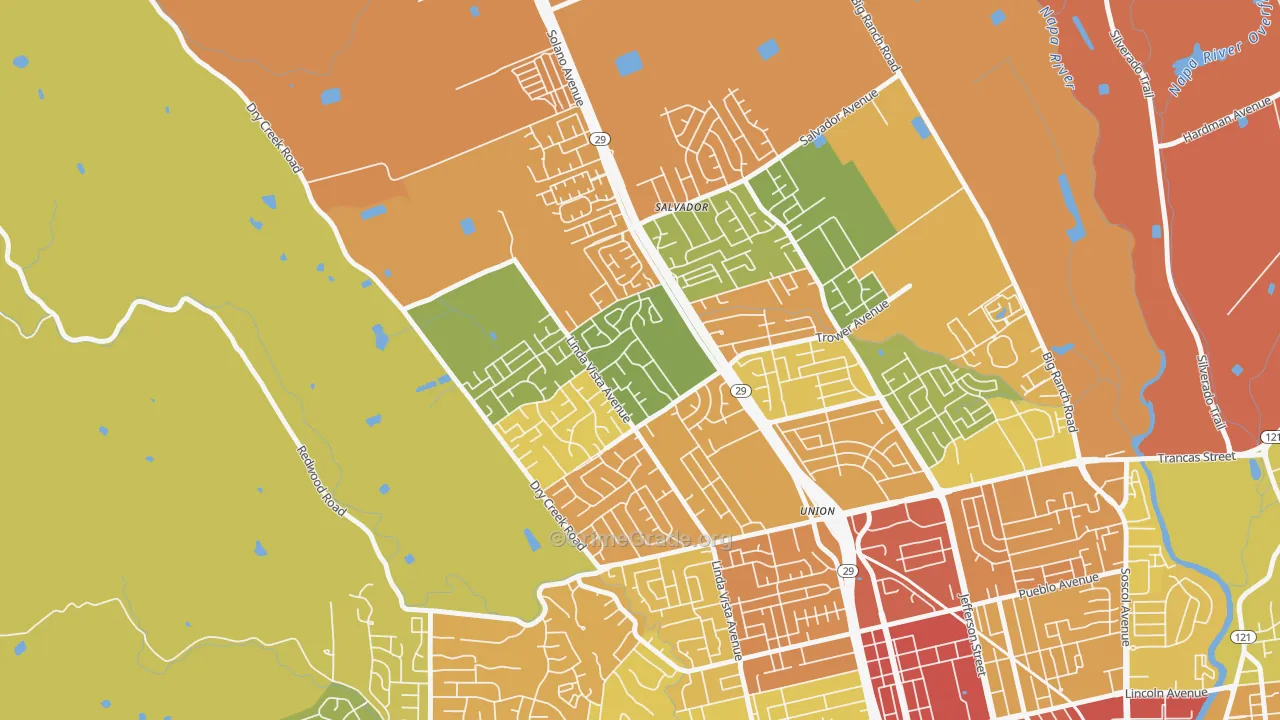 Linda Vista-San Francisco, Napa, CA Map of Assault Rates