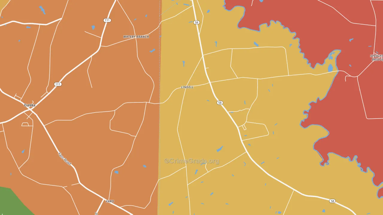 Lindell, NC Map of Assault Rates