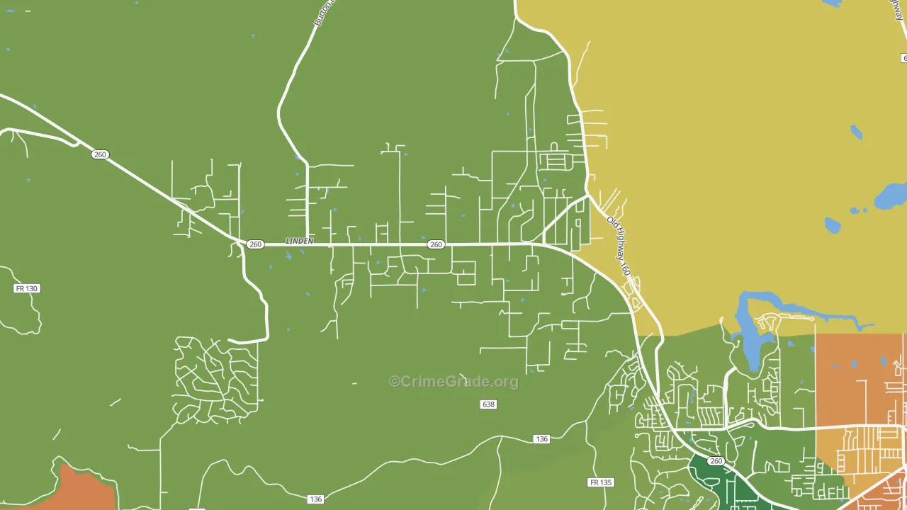 Linden, AZ Map of Assault Rates