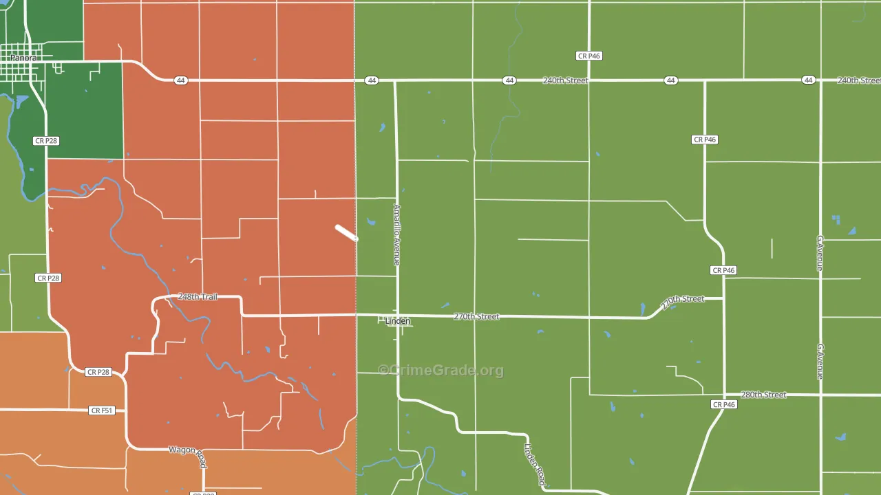 Linden, IA Map of Assault Rates