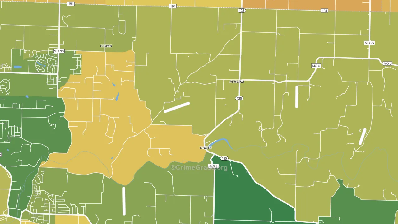 Linden, MO Map of Assault Rates