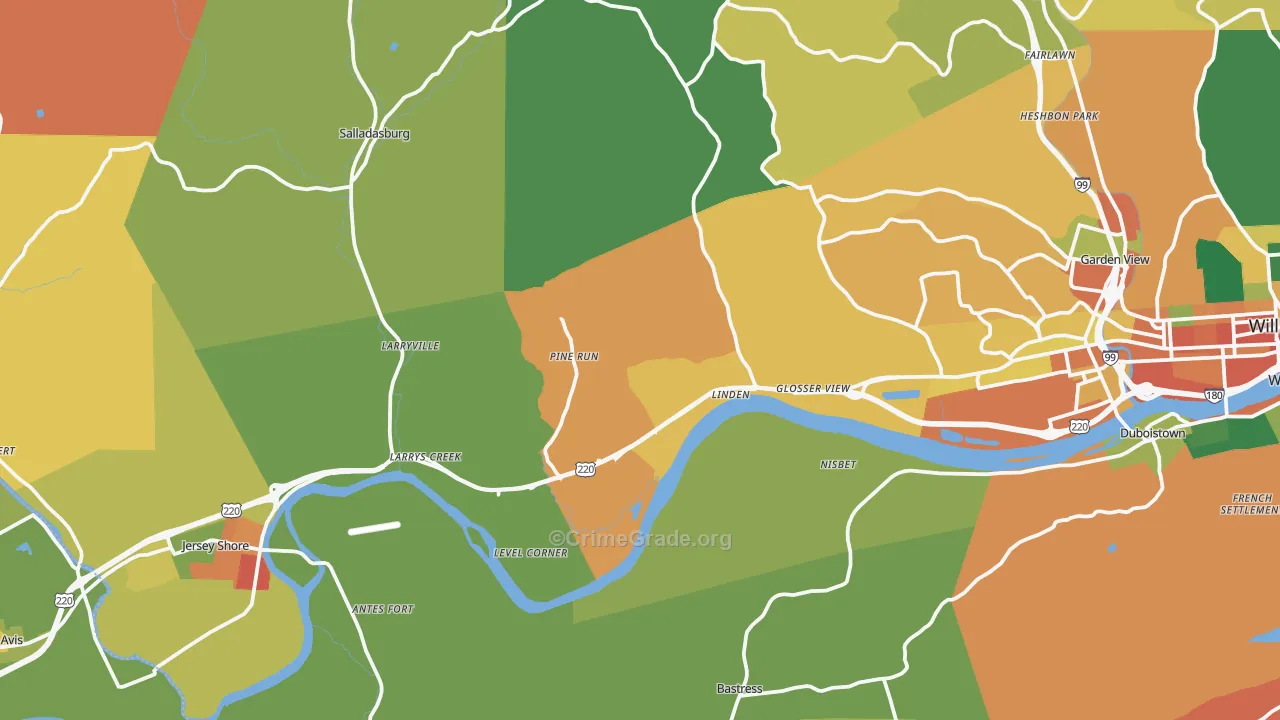 Linden, PA Map of Assault Rates
