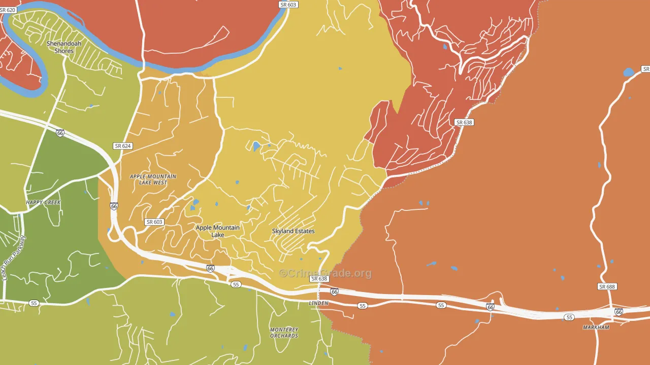 Linden, VA Map of Assault Rates