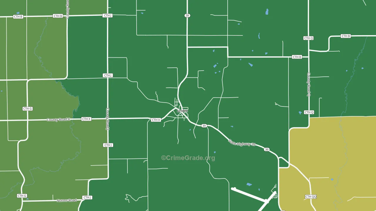 Linden, WI Map of Assault Rates
