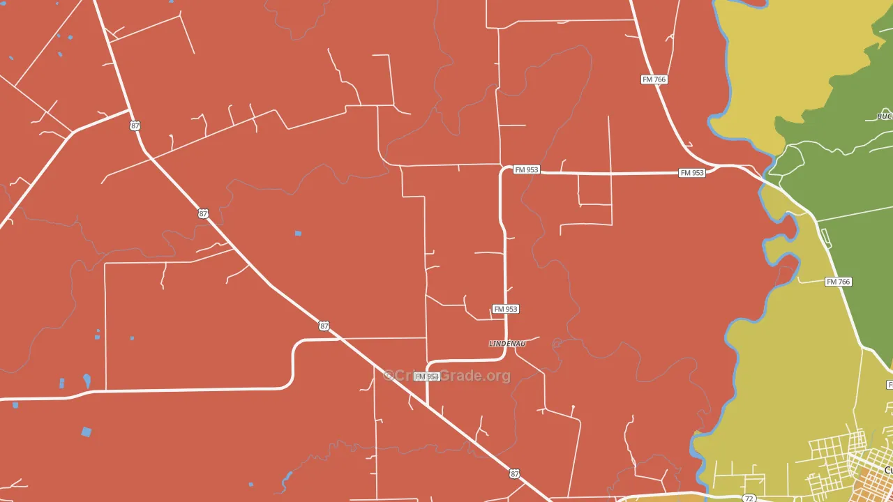 Lindenau, TX Map of Assault Rates