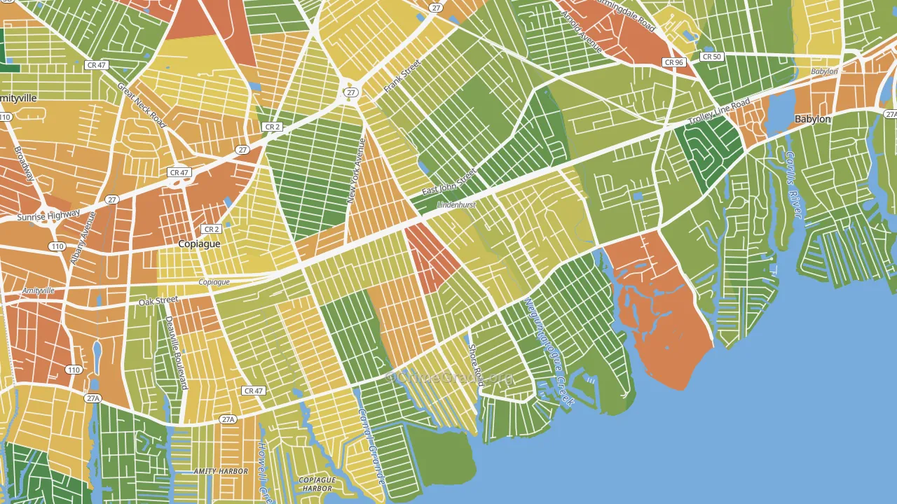 Lindenhurst, NY Map of Assault Rates