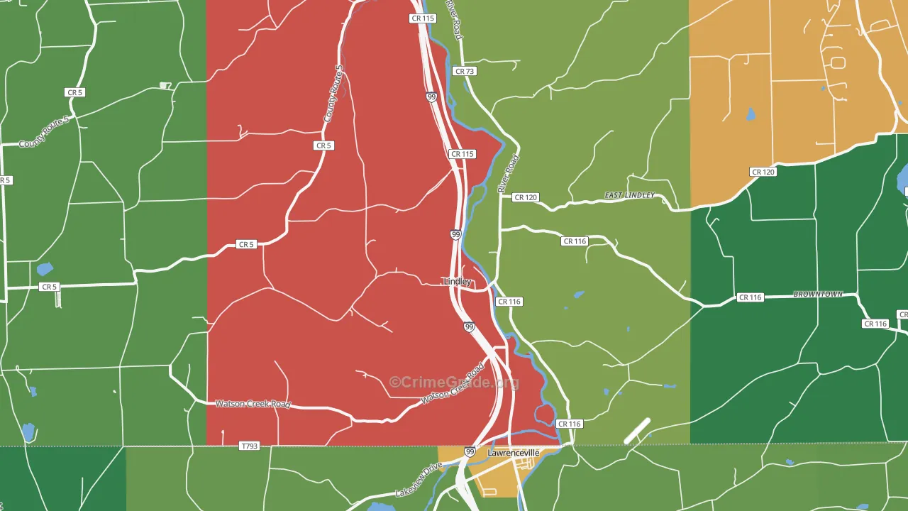 Lindley, NY Map of Assault Rates