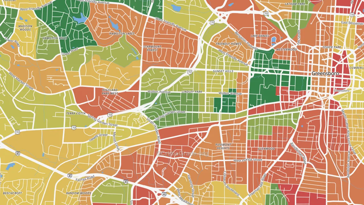 Lindley Park, Greensboro, NC Map of Assault Rates
