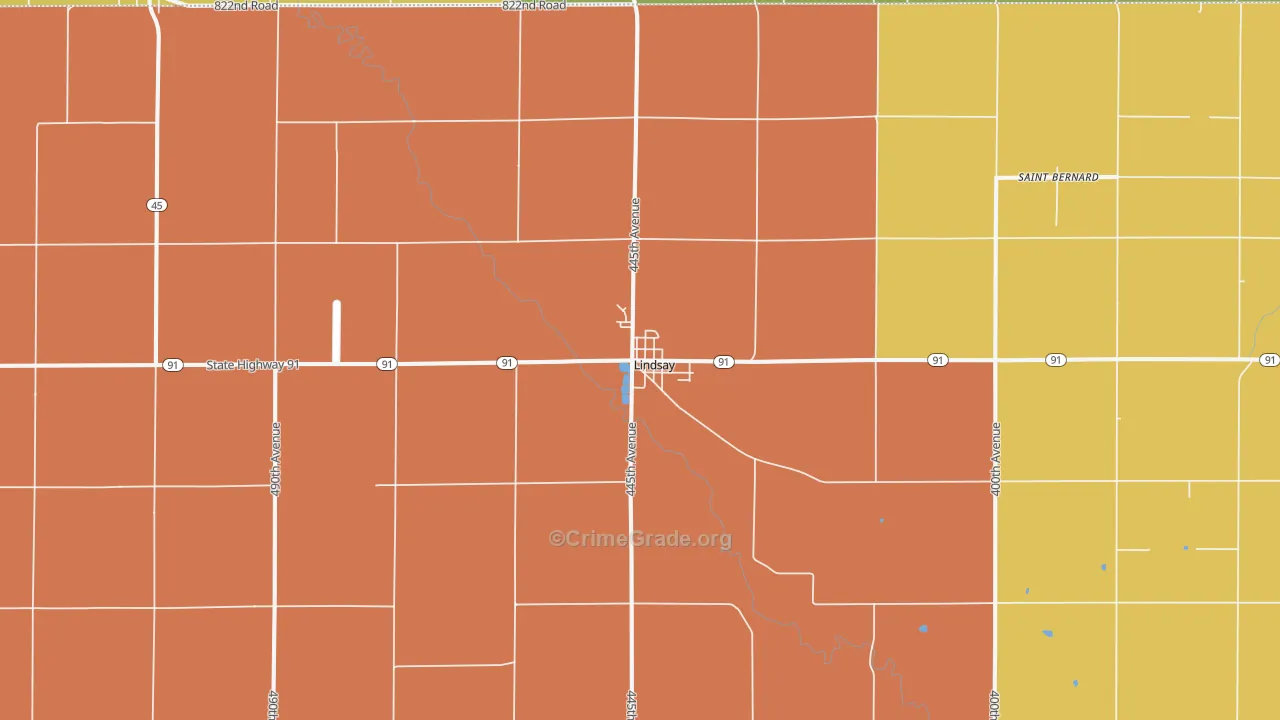 Lindsay, NE Map of Assault Rates