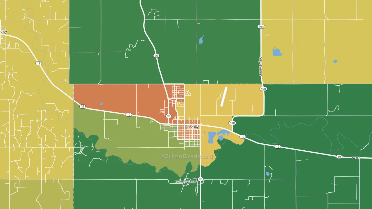 Lindsay, OK Map of Assault Rates