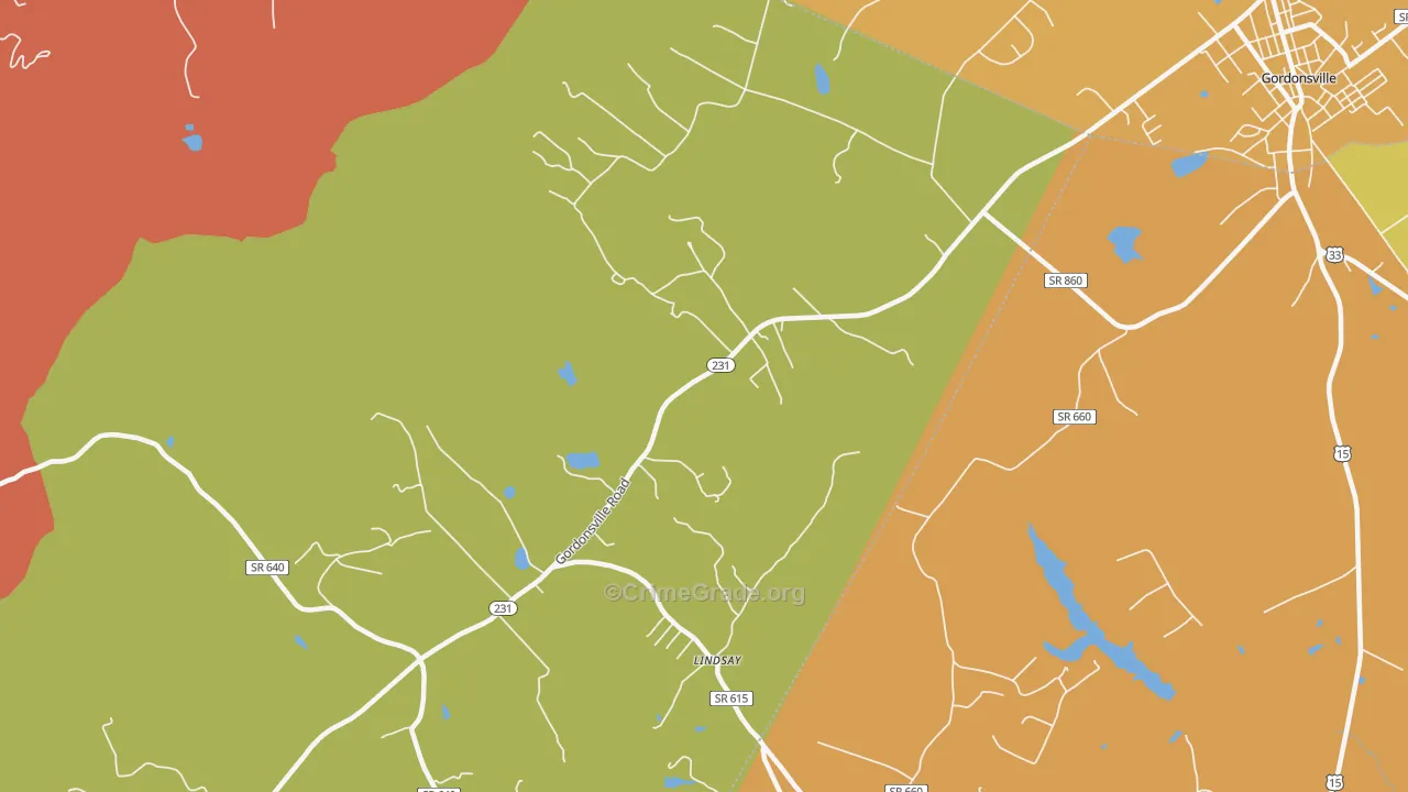 Lindsay, VA Map of Assault Rates