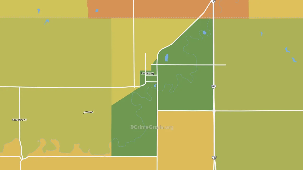 Lindsborg, KS Map of Assault Rates