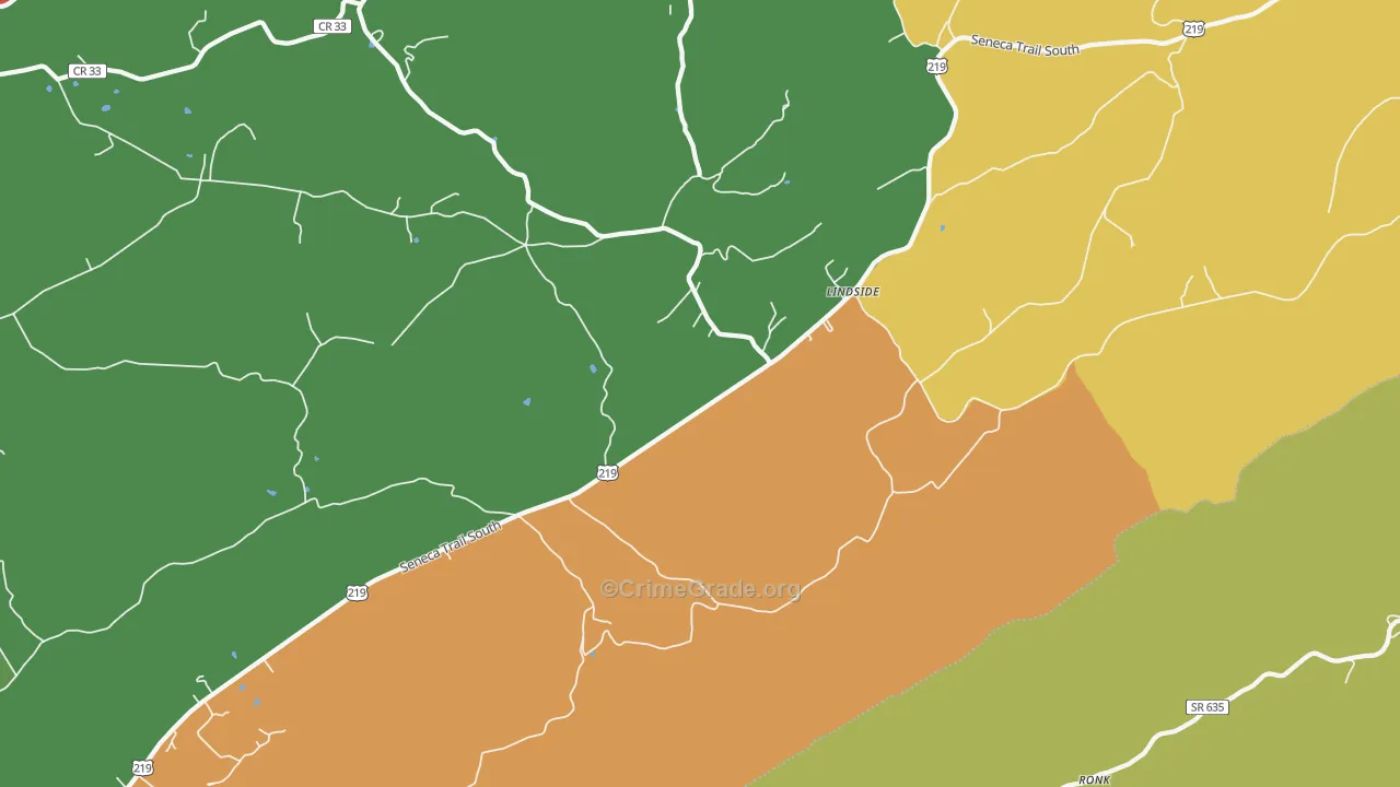 Lindside, WV Map of Assault Rates