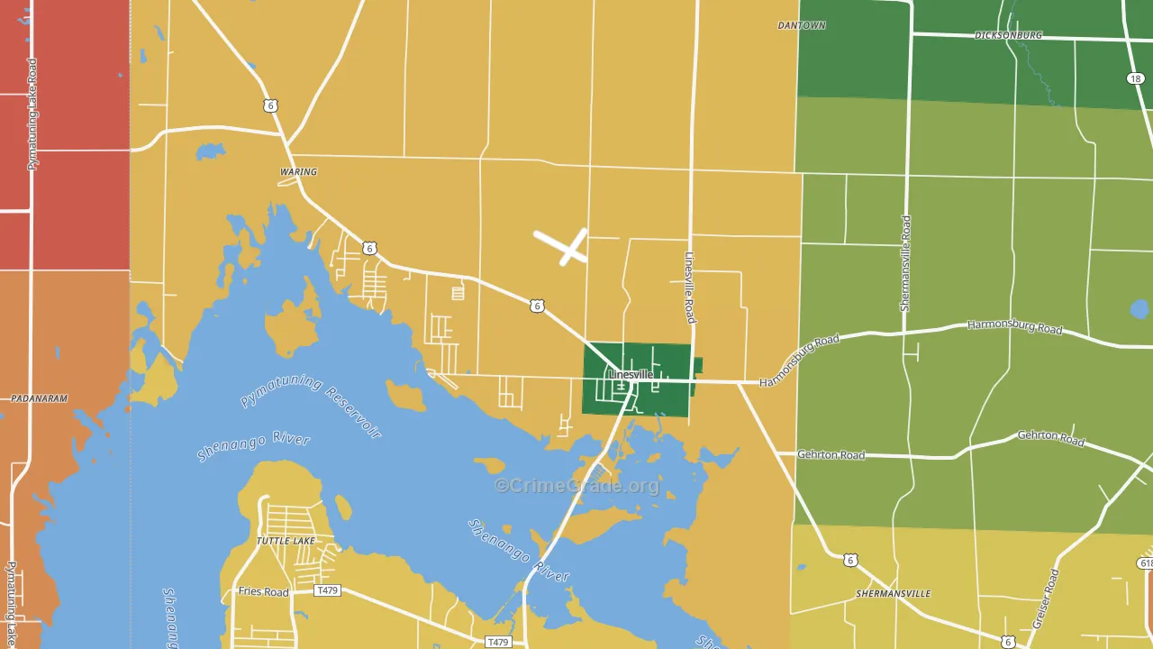 Linesville, PA Map of Assault Rates