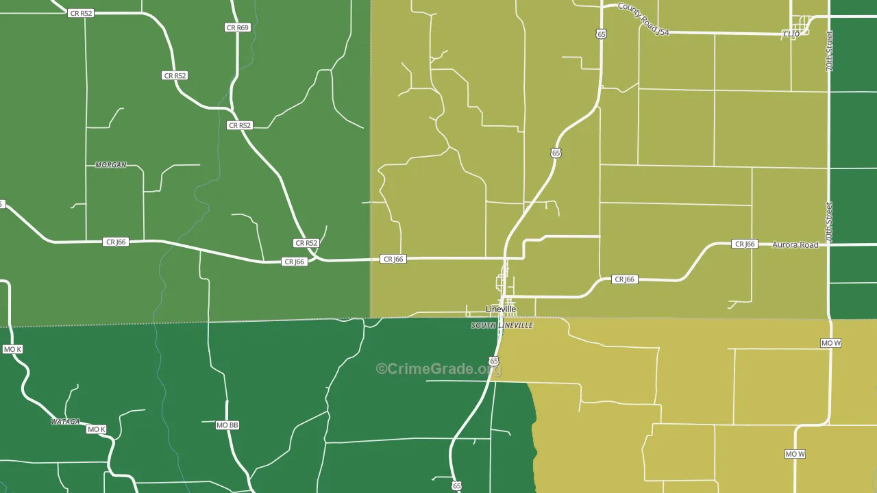 Lineville, IA Map of Assault Rates