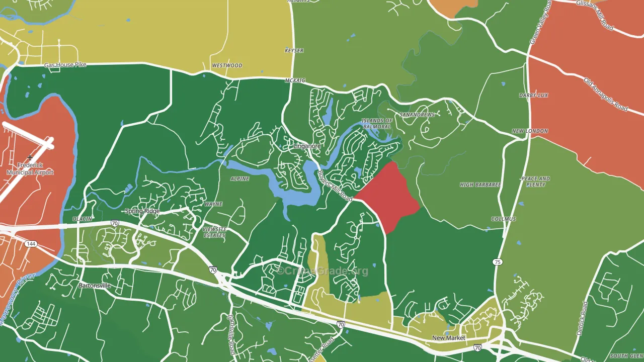 Linganore, MD Map of Assault Rates