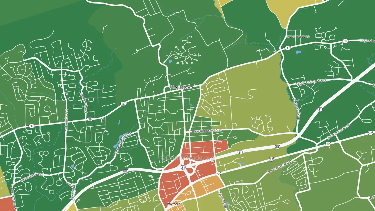 Linglestown, PA Map of Assault Rates