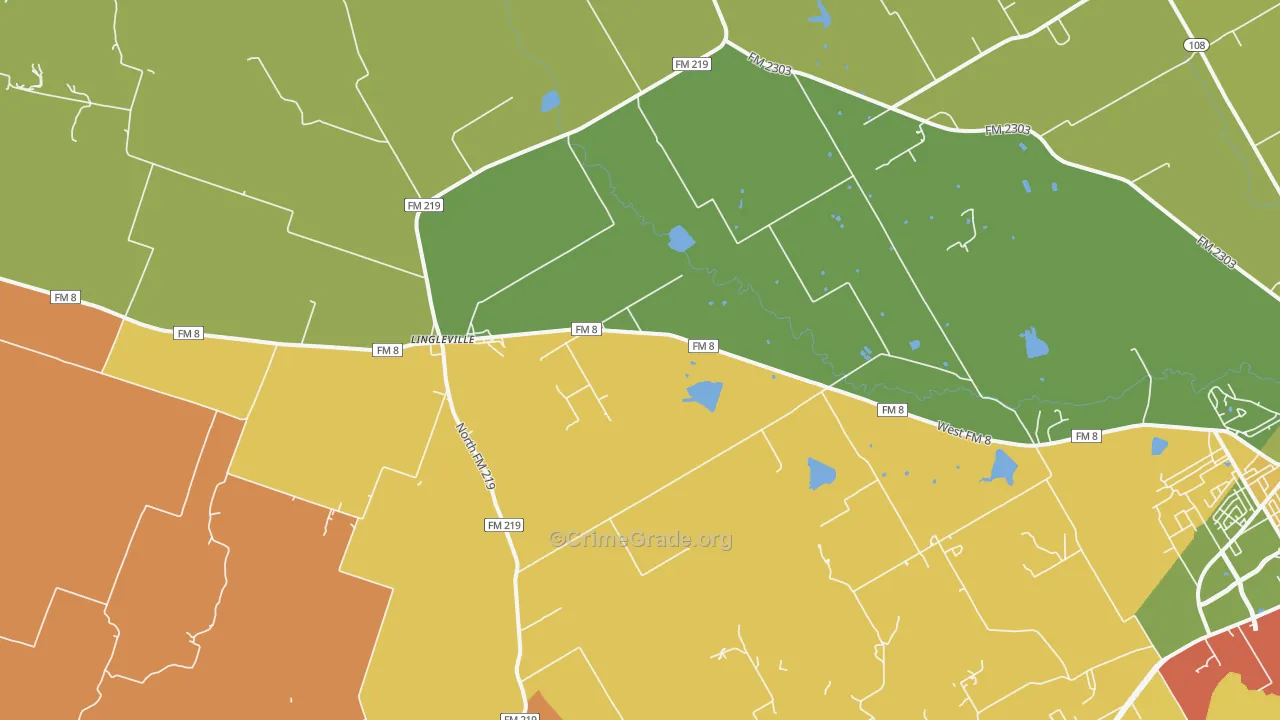 Lingleville, TX Map of Assault Rates
