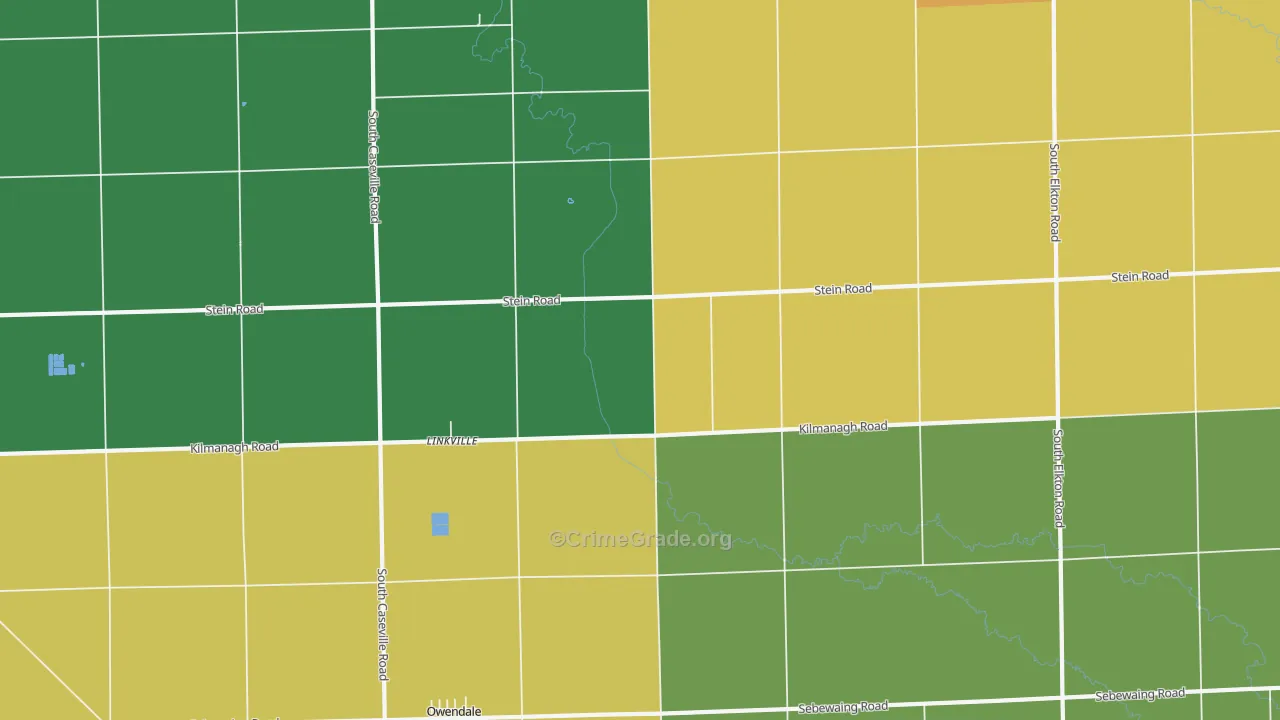 Linkville, MI Map of Assault Rates