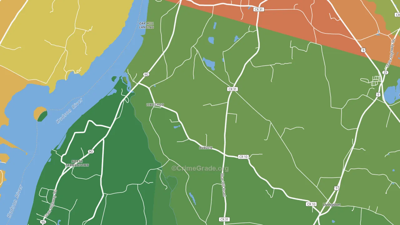 Linlithgo, NY Map of Assault Rates