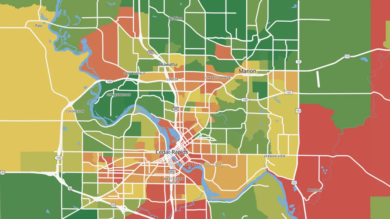 Linn County, IA Map of Assault Rates