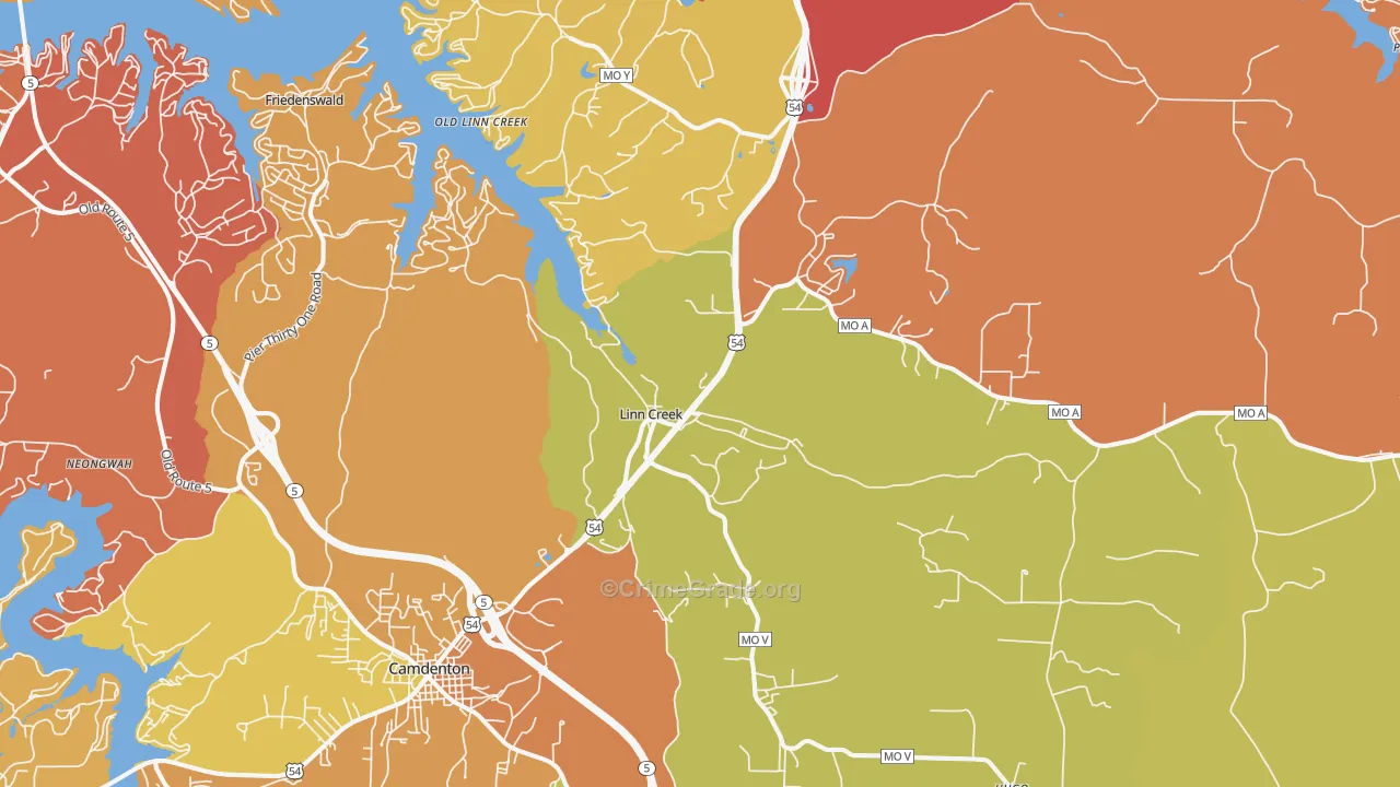 Linn Creek, MO Map of Assault Rates