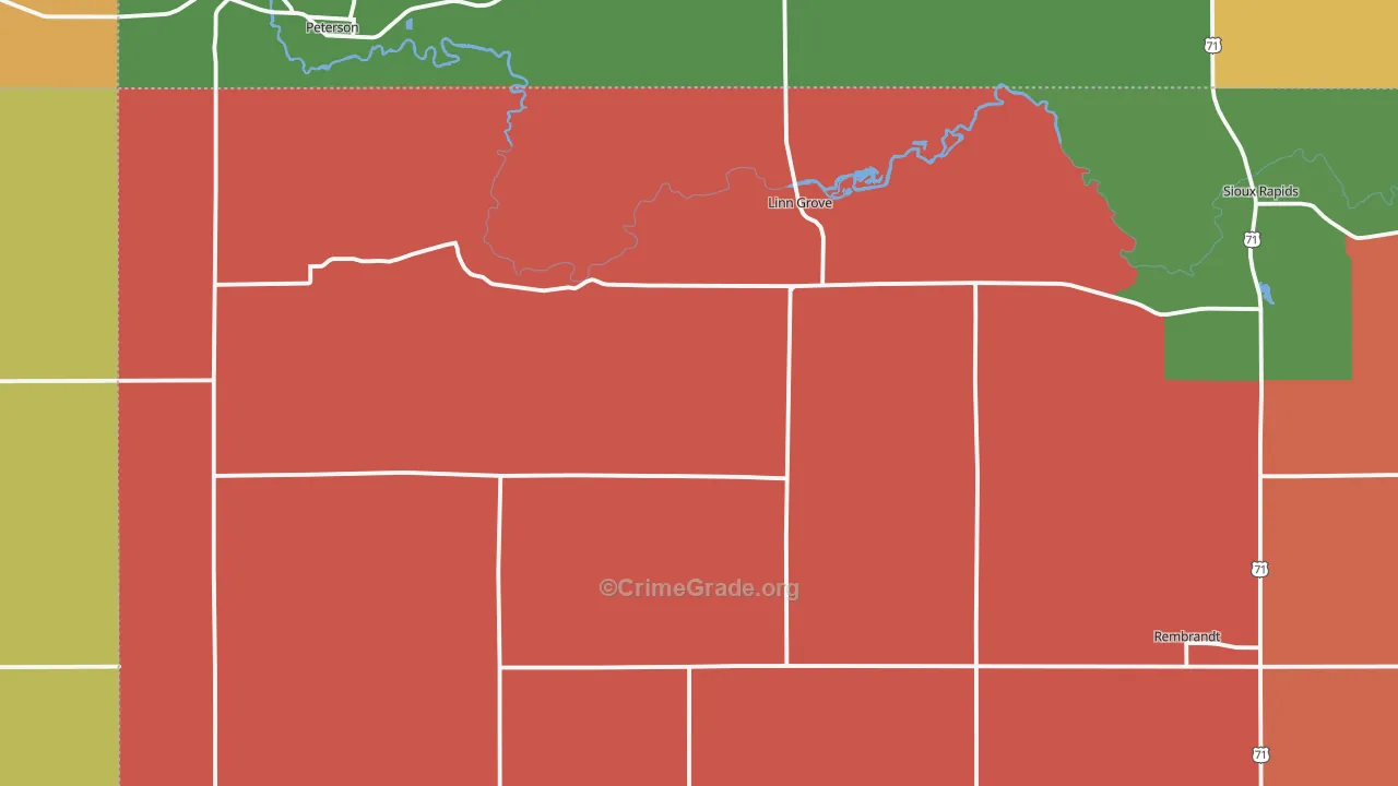 Linn Grove, IA Map of Assault Rates