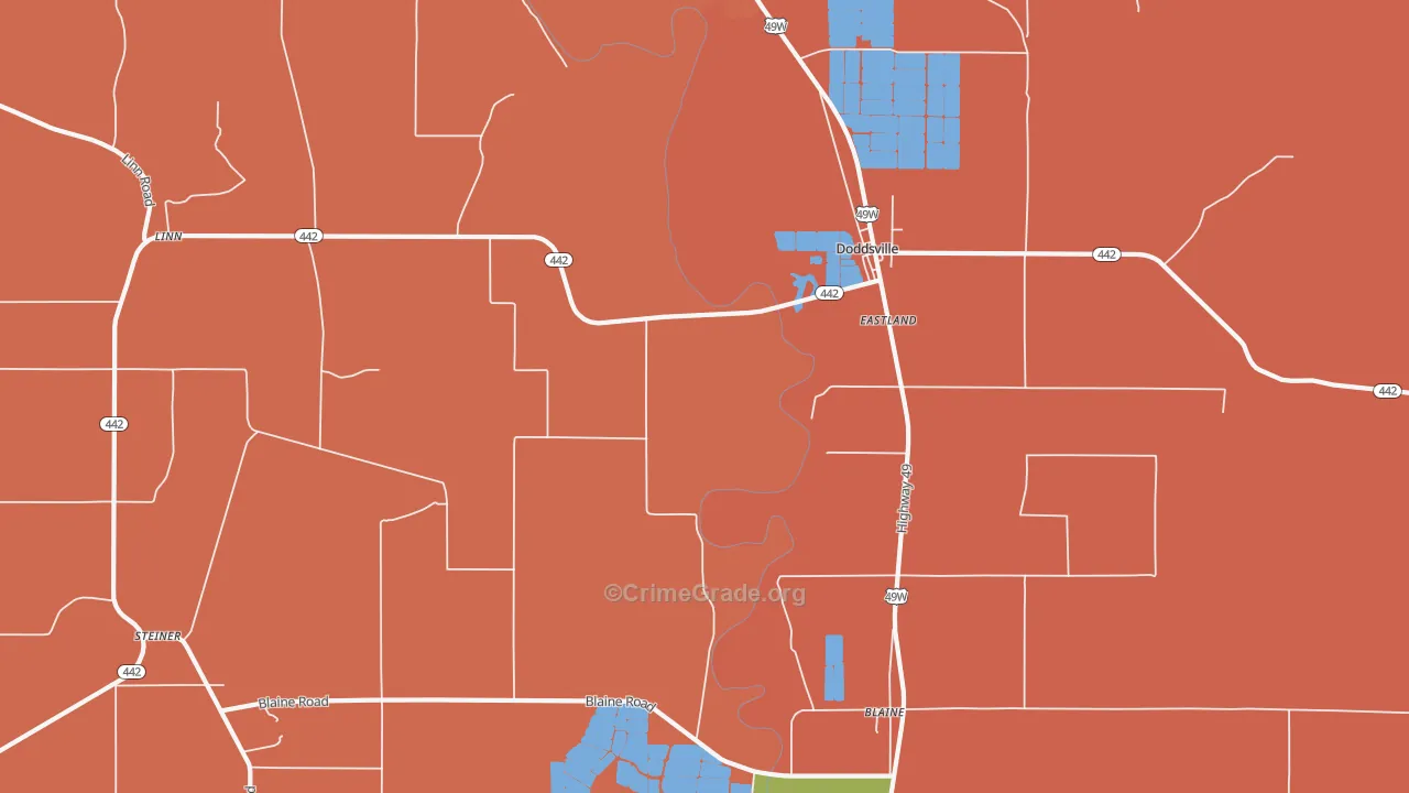 Linn, MS Map of Assault Rates