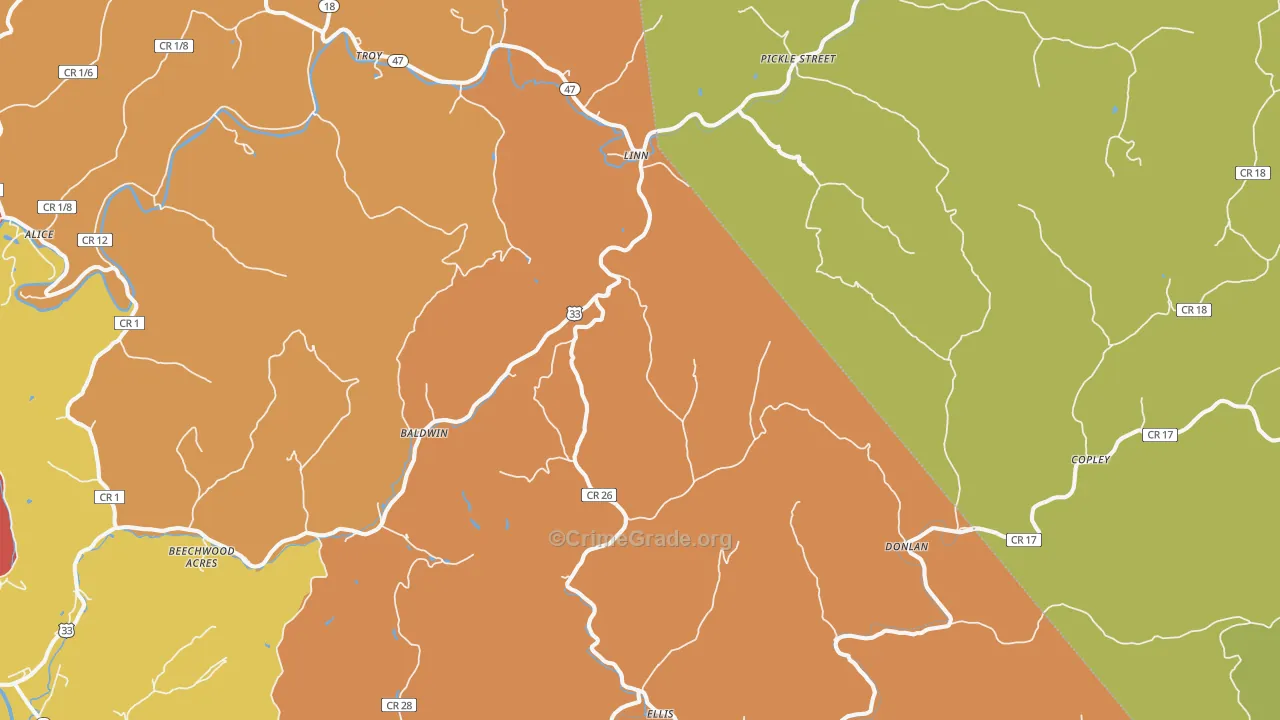 Linn, WV Map of Assault Rates