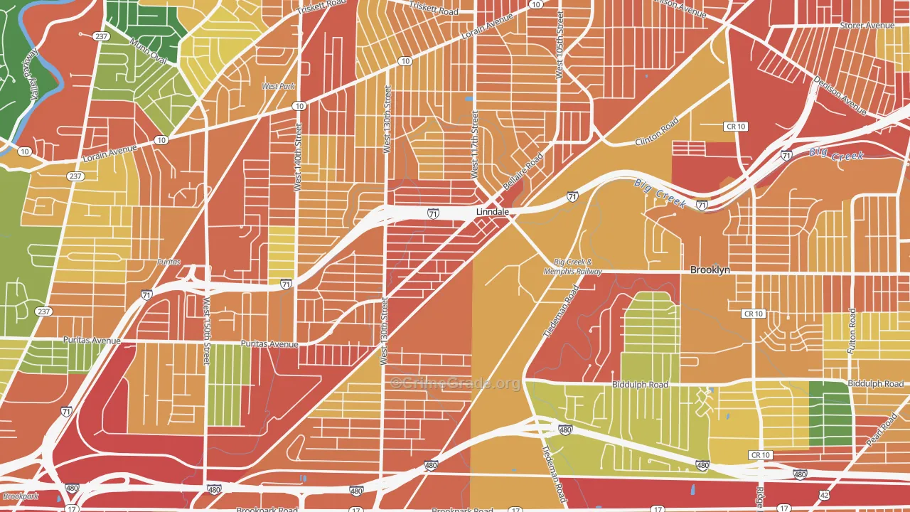Linndale, OH Map of Assault Rates