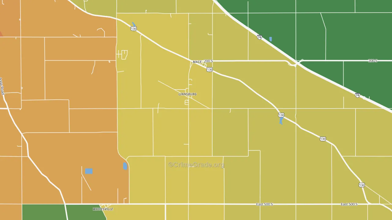 Linnsburg, IN Map of Assault Rates
