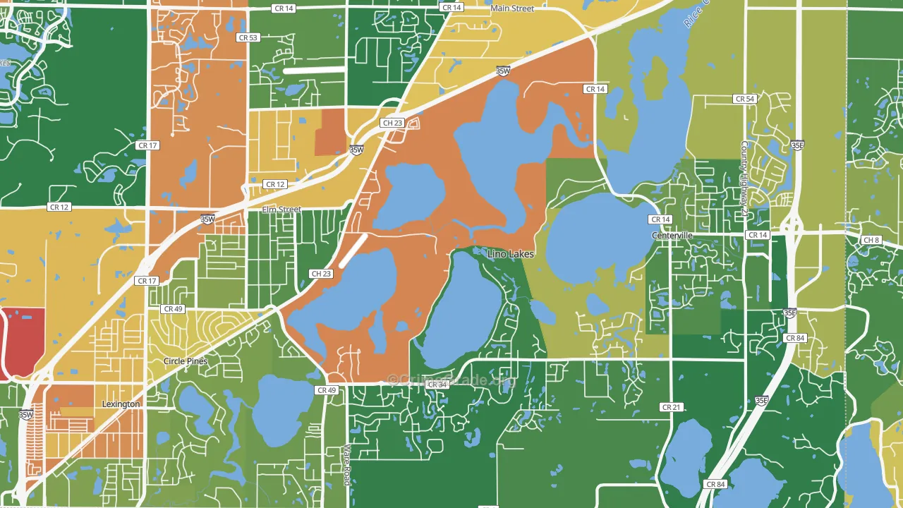 Lino Lakes, MN Map of Assault Rates