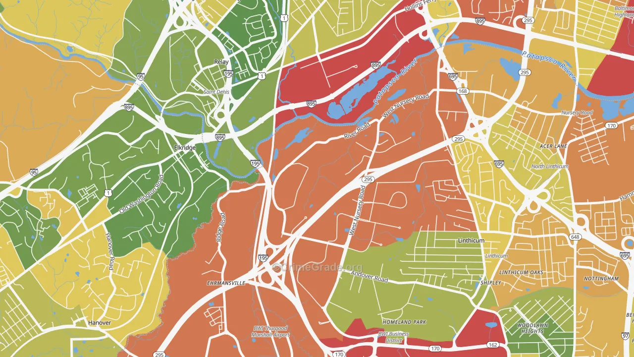 Linthicum Heights, MD Map of Assault Rates