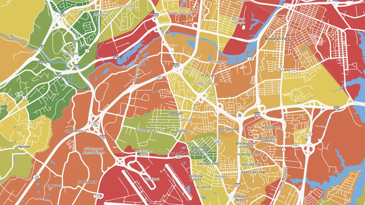 Linthicum, MD Map of Assault Rates