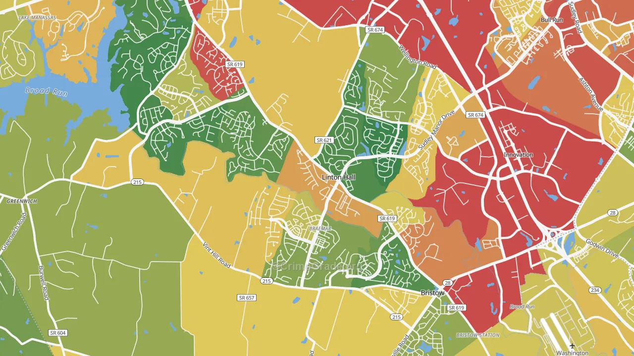 Linton Hall, VA Map of Assault Rates