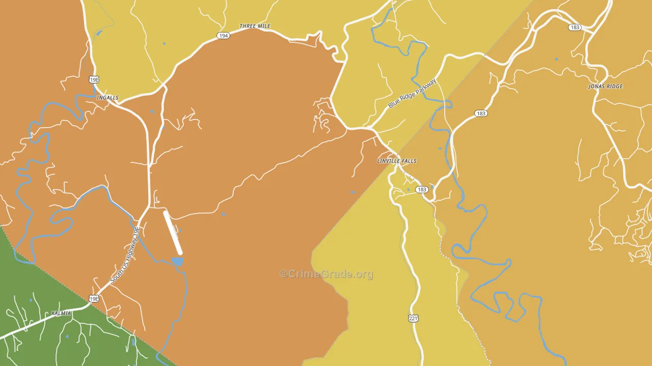 Linville Falls, NC Map of Assault Rates