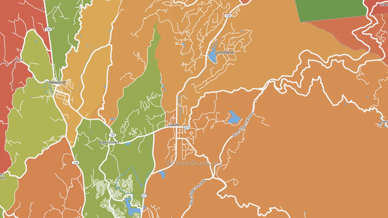 Linville, NC Map of Assault Rates