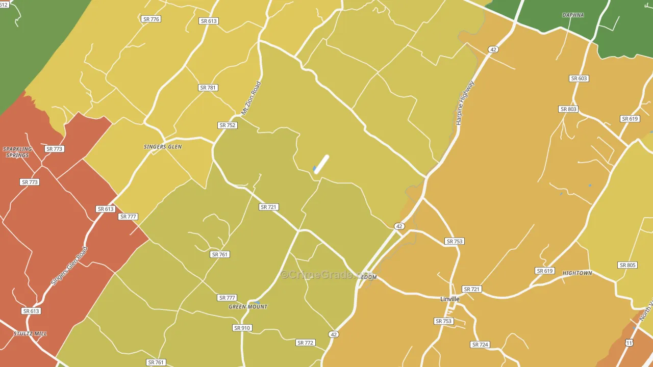 Linville, VA Map of Assault Rates