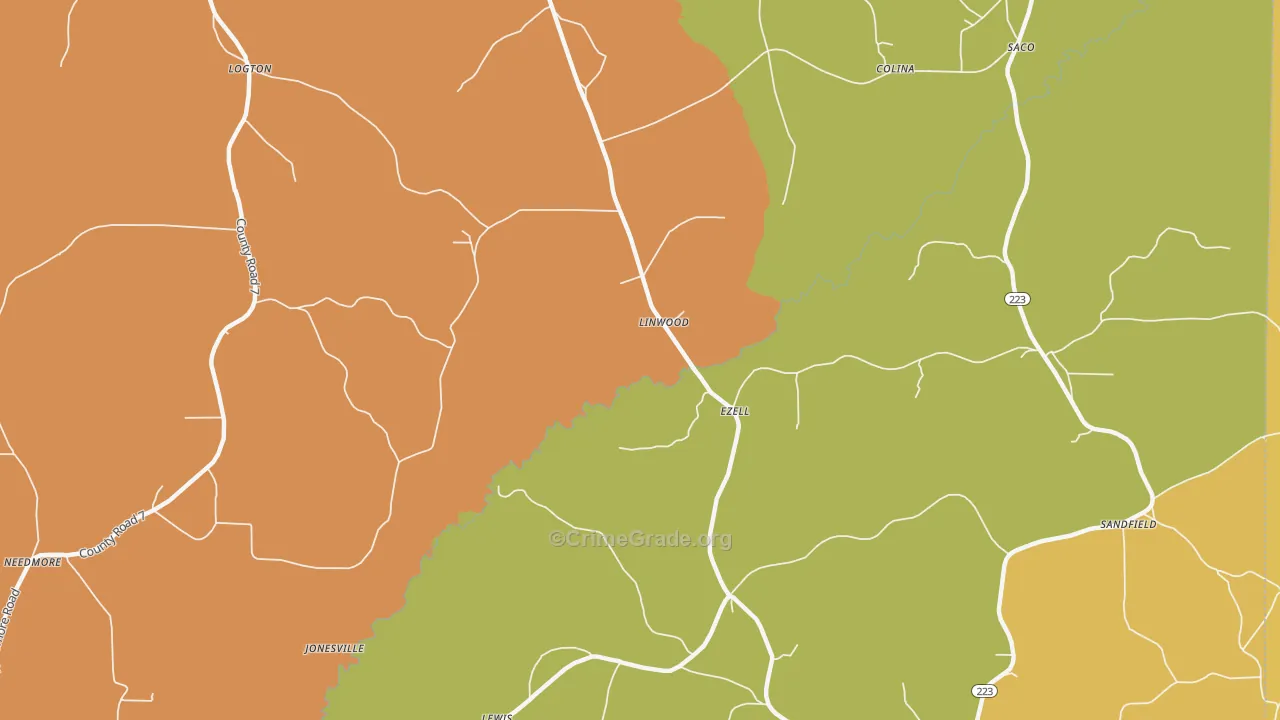 Linwood, AL Map of Assault Rates