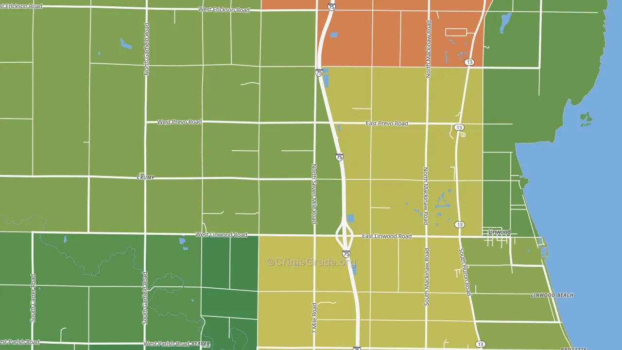 Linwood, MI Map of Assault Rates