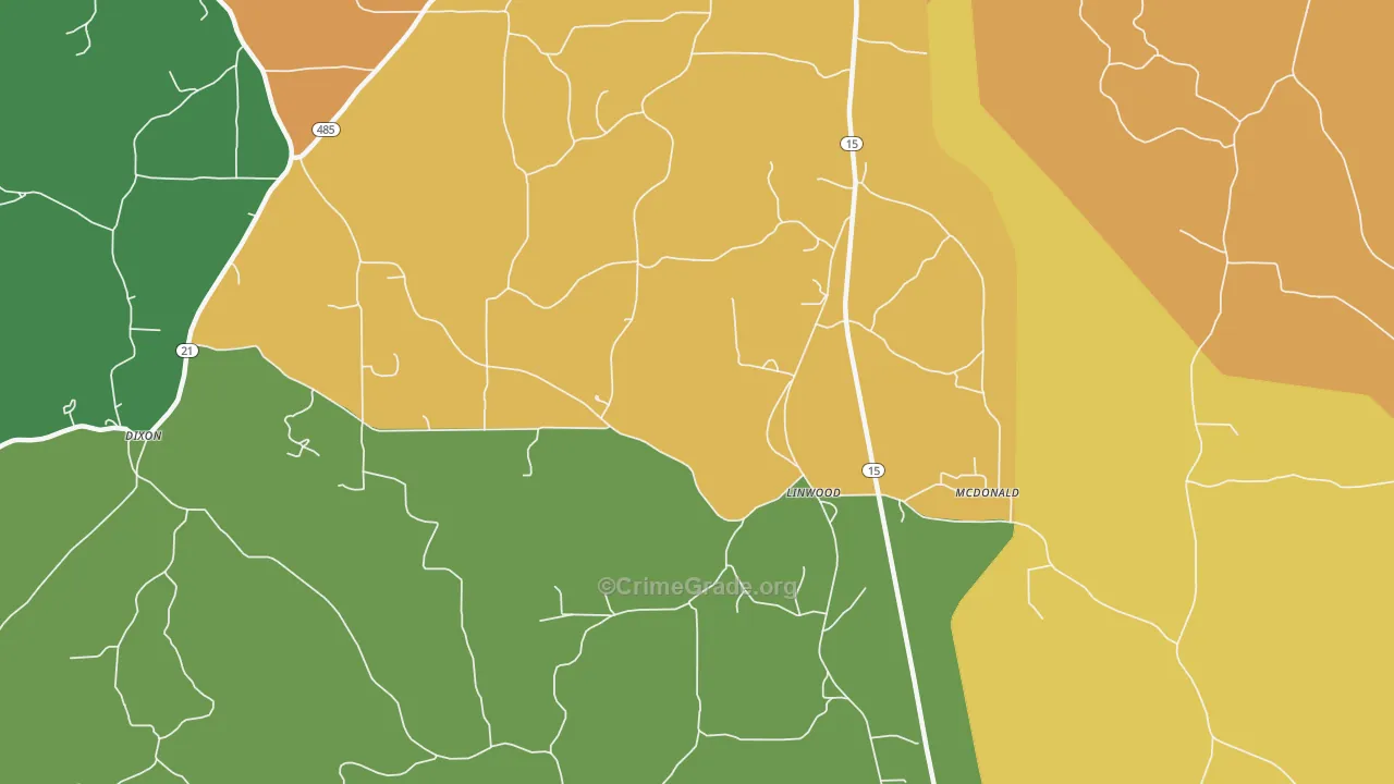 Linwood, MS Map of Assault Rates