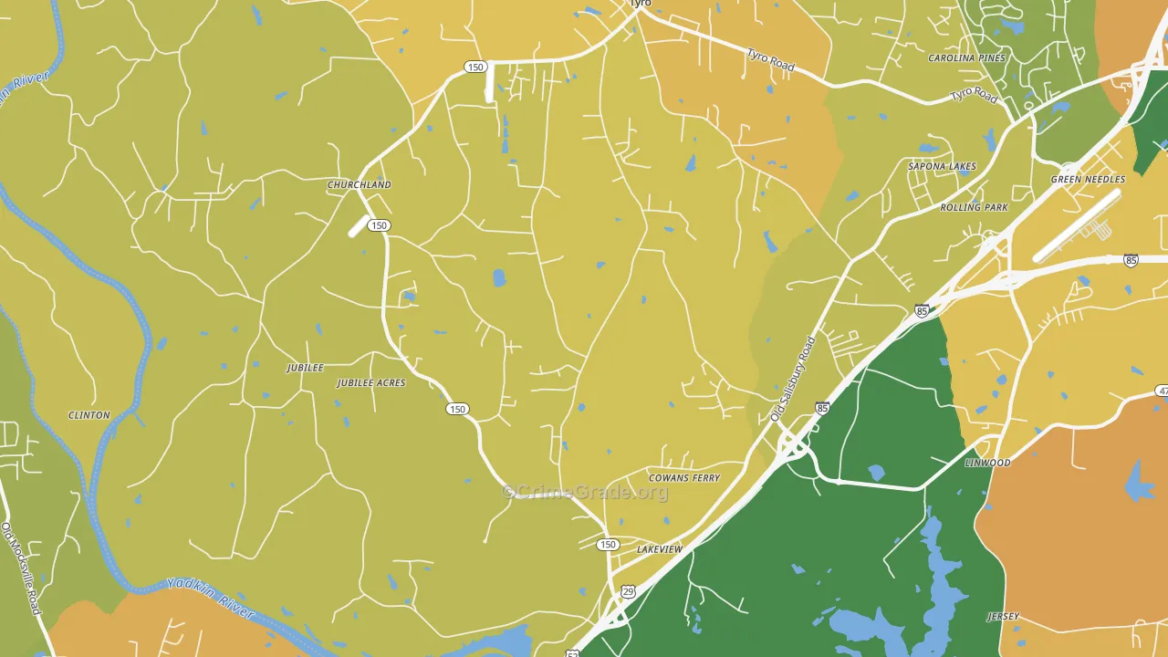 Linwood, NC Map of Assault Rates
