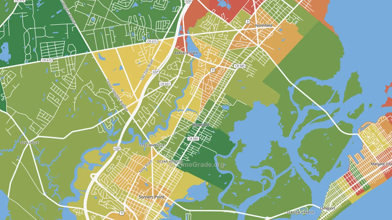 Linwood, NJ Map of Assault Rates